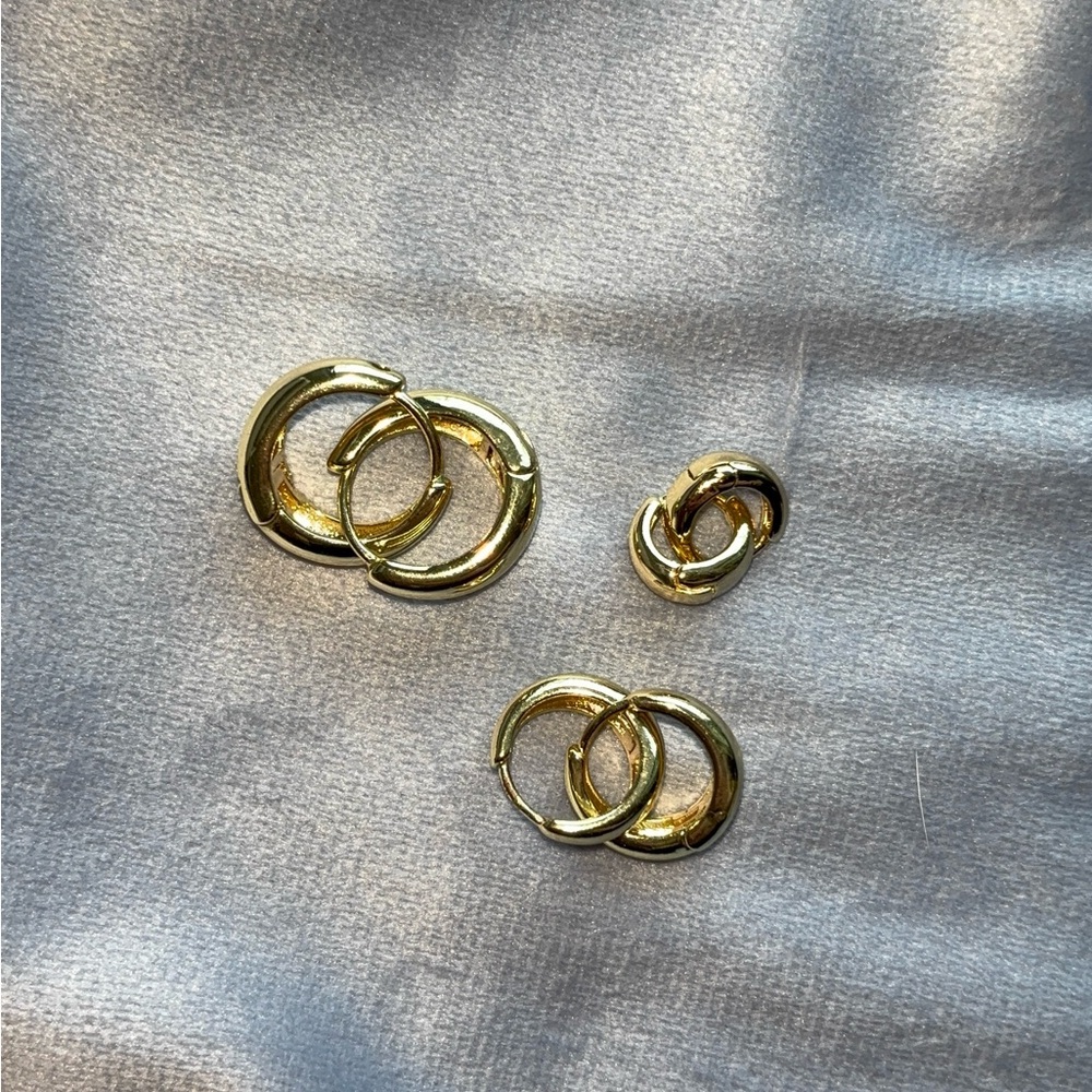 Gold Interlocking Hoop Earrings - Women Jewelry